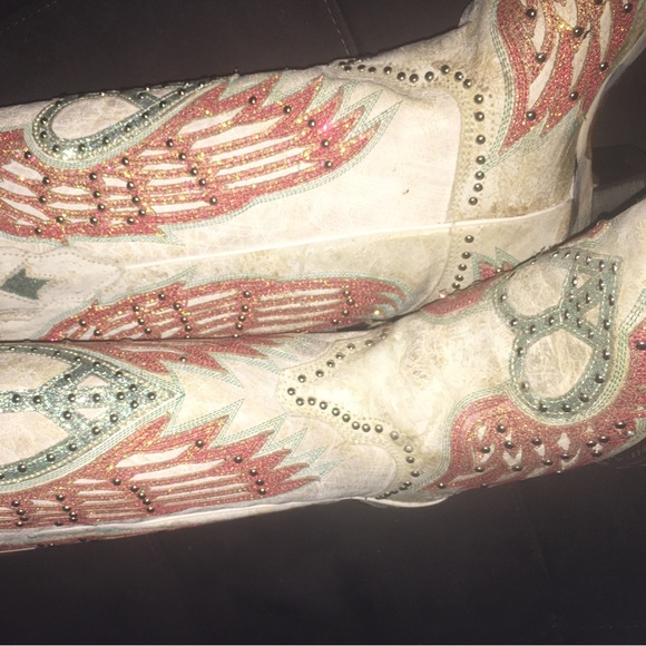 Glitz Corral leather boots ladies size 7 wings super sexy chic boots - Picture 5 of 8